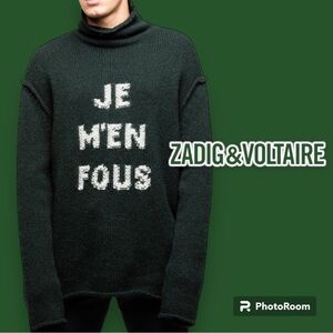 Zadig & Voltaire NWT green merino wool men sweater L